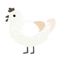 A white and cream chicken with a half-lace pattern