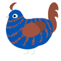 A ultramarine and russet chicken with a bar pattern