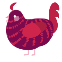 A wine and crimson chicken with a bar pattern
