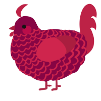 (unnamed), a maroon and crimson chicken with a lace pattern