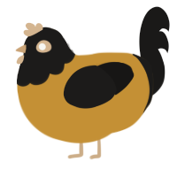 A gold and sable chicken with a head pattern