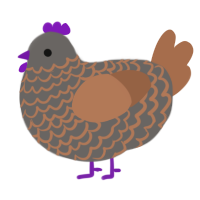 A grey and brown chicken with a lace pattern