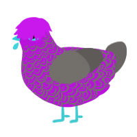 A amethyst and grey chicken with a double-lace pattern