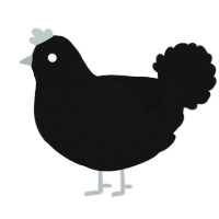 Void, a black chicken with a speckle pattern