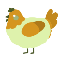 Pumpkin, a apple and ochre chicken with a head pattern