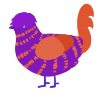 A violet and vermilion chicken with a bar pattern
