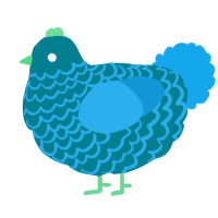 A sea and sky chicken with a lace pattern