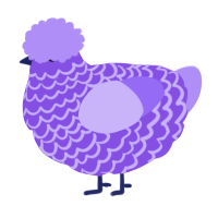 Lavender, a blurple and lilac chicken with a lace pattern