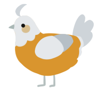 Teagan, a orange and mist chicken with a head pattern