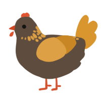 Banan choc lookalike, a bark and orange chicken with a neck-speckle pattern