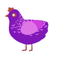 Unsettling Stare, a violet and orchid chicken with a half-lace pattern