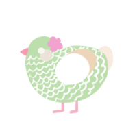 Pacify, a gluppy and cream chicken with a lace pattern