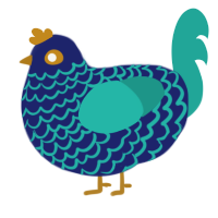 knockoff kyoshi, a navy and turquoise chicken with a lace pattern