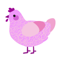 Father Egg, a lavender and pink chicken with a double-lace pattern