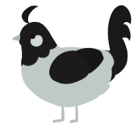 A silver and sable chicken with a head pattern