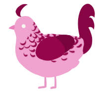 Fiend, a pink and maroon chicken with a half-lace pattern