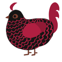 Copy of a, a sable and crimson chicken with a lace pattern