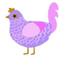 Esther, a lilac and lavender chicken with a lace pattern