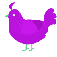 Challenge Moon, a amethyst chicken with a half-lace pattern