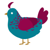 A sea and maroon chicken with a half-lace pattern