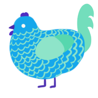 A sky and mint chicken with a lace pattern