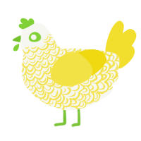 A white and yellow chicken with a double-lace pattern