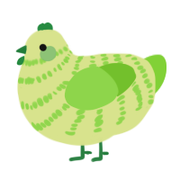 Lulu, a lemon and grass chicken with a bar pattern