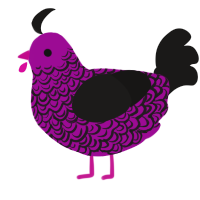Grapevine, a plum and sable chicken with a double-lace pattern