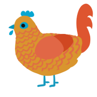 A orange and vermilion chicken with a lace pattern