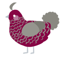 A maroon and ash chicken with a lace pattern