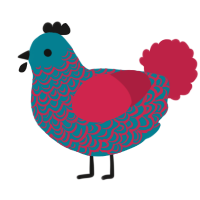 (unnamed), a sea and crimson chicken with a double-lace pattern