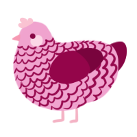 Love, a pink and maroon chicken with a lace pattern