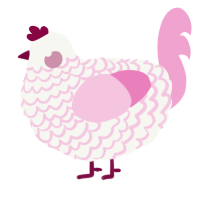 Strawberry, a white and pink chicken with a lace pattern