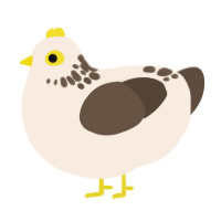 Cookie Two Step, a cream and bark chicken with a neck-speckle pattern