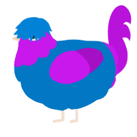 Varsity Jacket, a sapphire and amethyst chicken with a head pattern