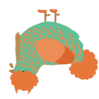 Diet Toothpaste, a turquoise and vermilion chicken with a lace pattern