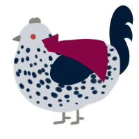 A mist and tumblr chicken with a speckle pattern