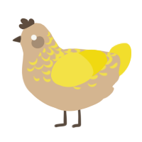 A beige and yellow chicken with a half-lace pattern