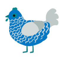 A sapphire and silver chicken with a lace pattern