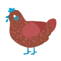 A russet and red chicken with a speckle pattern