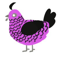 A orchid and black chicken with a lace pattern