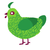Greenly, a grass and viridian chicken with a double-lace pattern