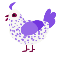 (unnamed), a white and blurple chicken with a speckle pattern