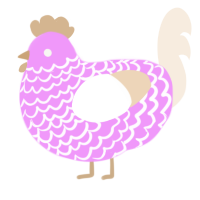 sugar cookie, a lavender and cream chicken with a lace pattern
