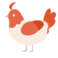 A cream and vermilion chicken with a head pattern