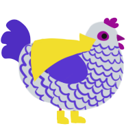 A mist and indigo chicken with a lace pattern