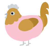 Rose, a rose and gold chicken with a head pattern