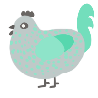 A silver and mint chicken with a speckle pattern