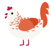 A white and vermilion chicken with a half-lace pattern