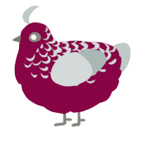 qou tongue, a maroon and silver chicken with a half-lace pattern